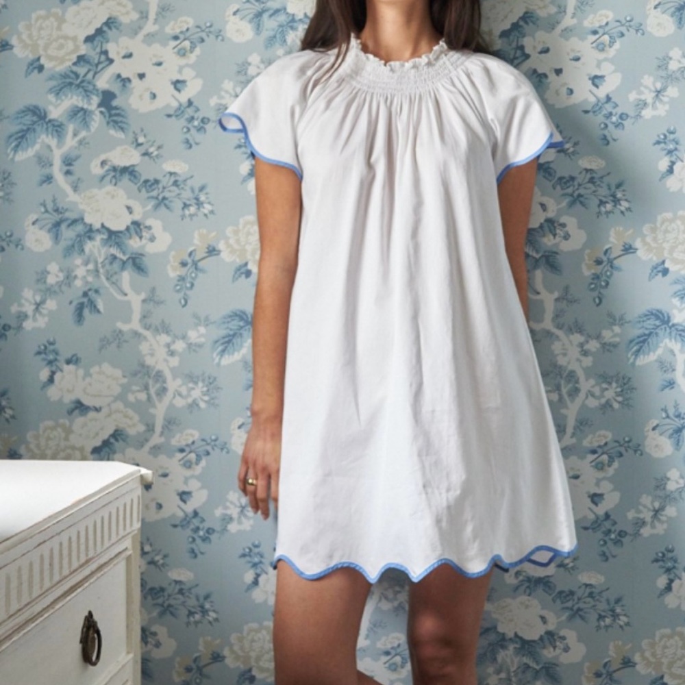 Lake Patio Dress Blue Trim Midi Dress